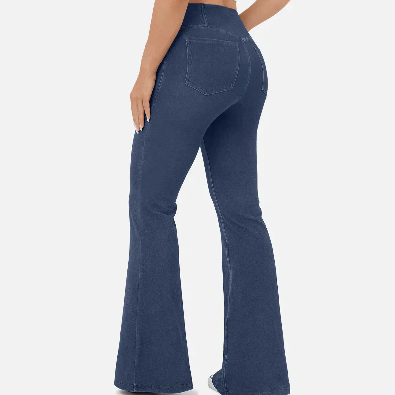 Damen - Schlaghosen mit Hoher Taille - Überkreuzten Bund für Stil und Komfort
