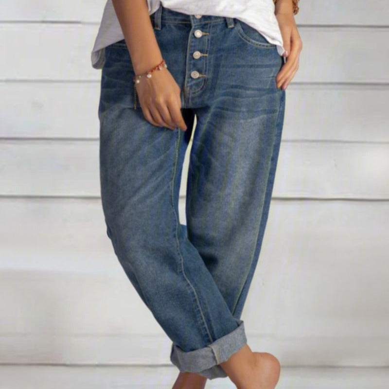 Damen - Trendige Jeans - Weitem Bein - Bequemer Denim - Lässige Passform für jeden Tag