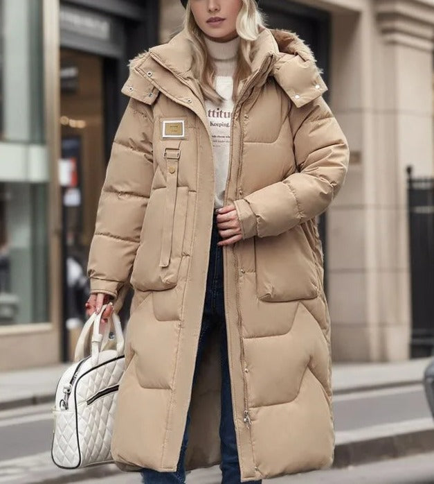 Damen - Maxi Langer gepolsterter Mantel - Kapuze - Bequemer Winterstyle für kalte Tage