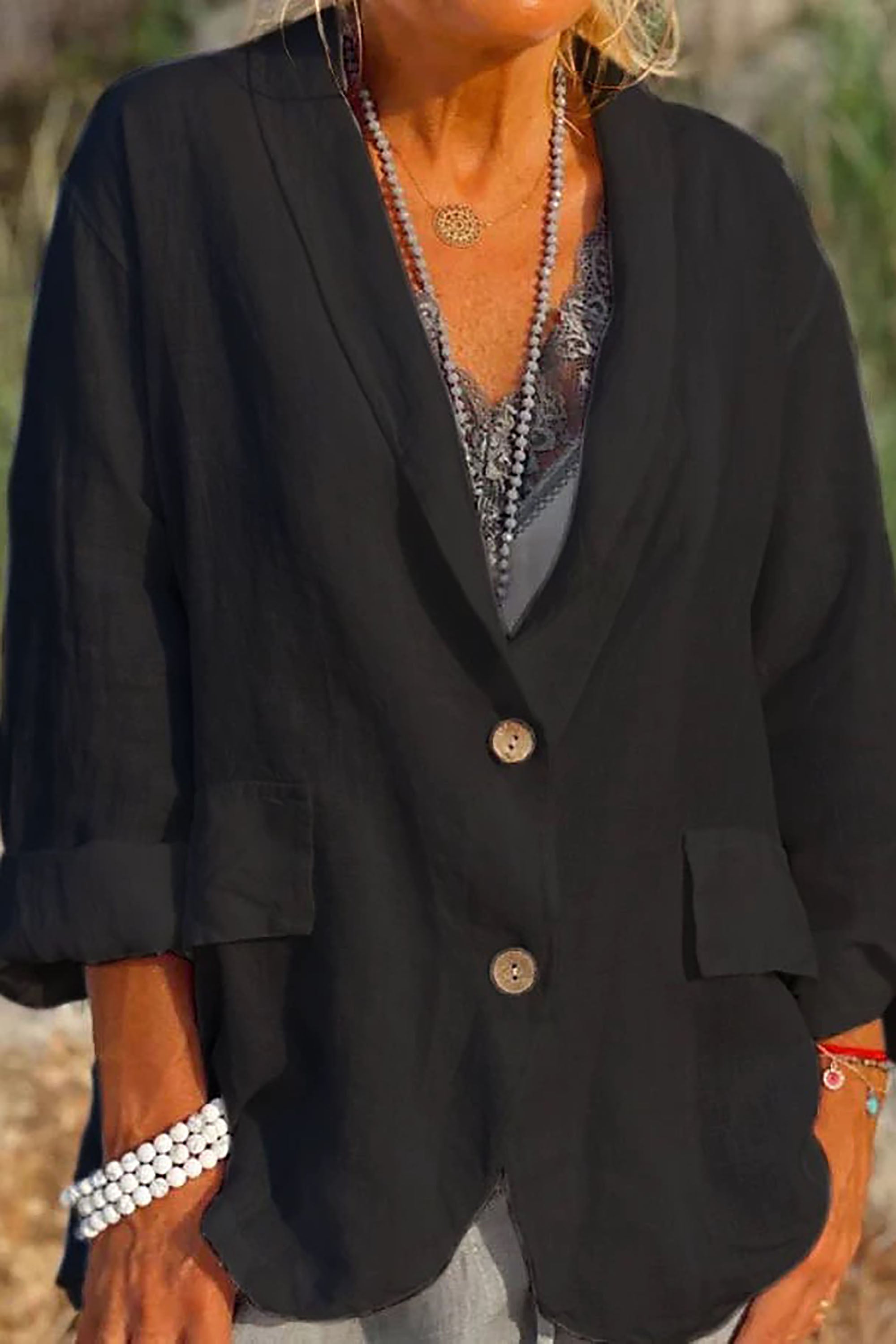 Jessica – Damen-Leinenjacke mit Knöpfen, leicht