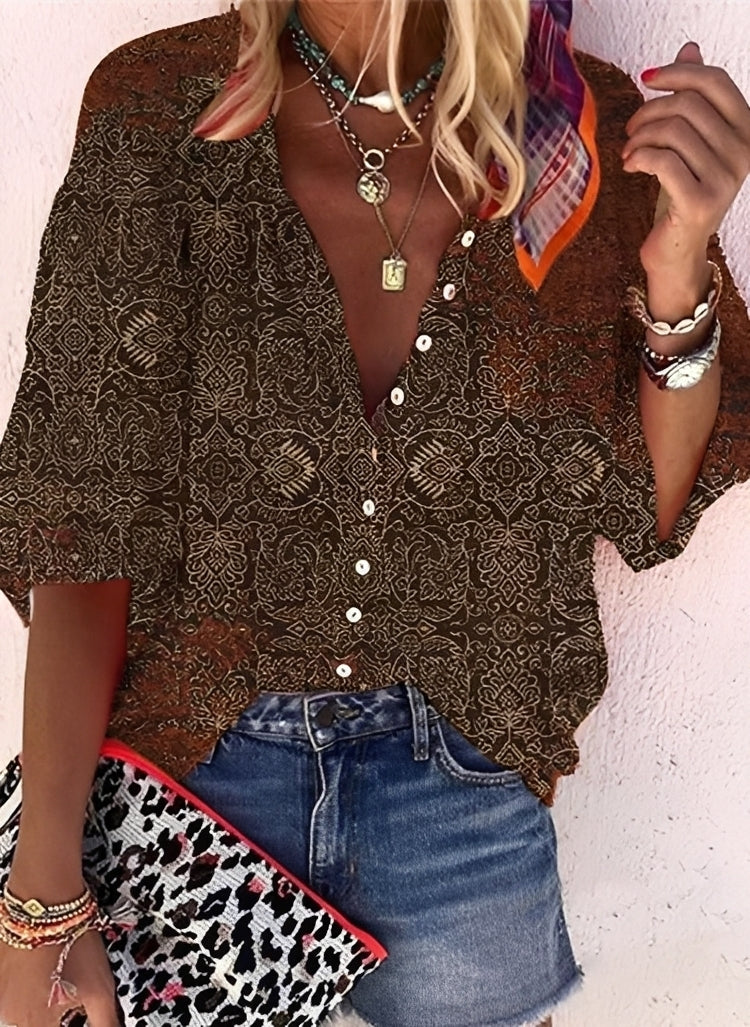 Kristina - Lebhafte, weit geschnittene Damenbluse