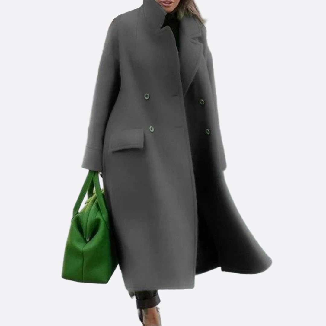Damen - Eleganter Mantel - Warmer Zweireiher - Hochwertigem Material - Stilvoll für jede Gelegenheit