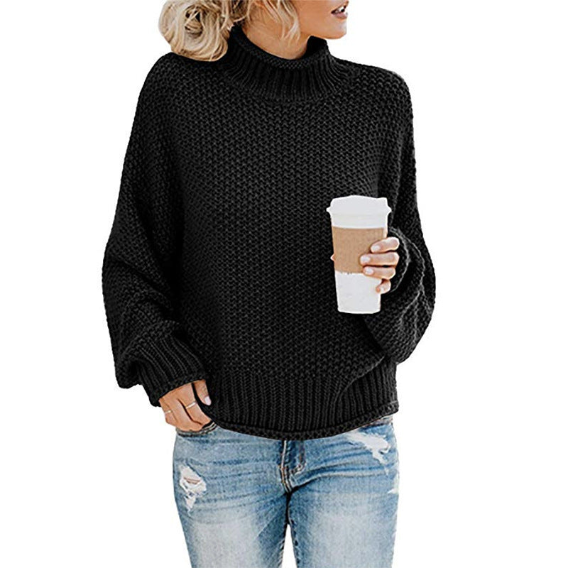 Damen - Strickpullover - Hoher Kragen - Perfekt für jeden Anlass
