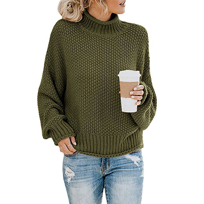 Damen - Strickpullover - Hoher Kragen - Perfekt für jeden Anlass