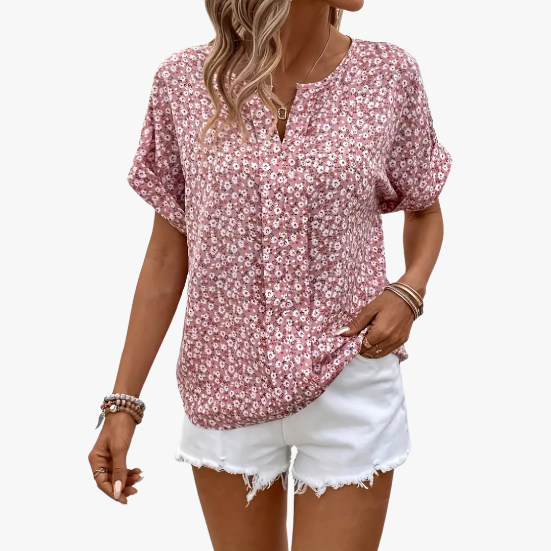 Damen - Vintage Bluse - Baumwoll-Polyester - Blumendruck - Eleganter Stil für jeden Anlass
