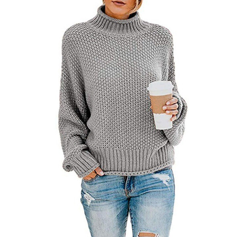 Damen - Strickpullover - Hoher Kragen - Perfekt für jeden Anlass