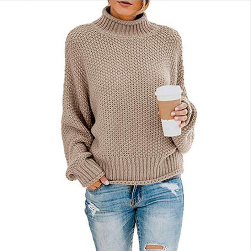 Damen - Strickpullover - Hoher Kragen - Perfekt für jeden Anlass