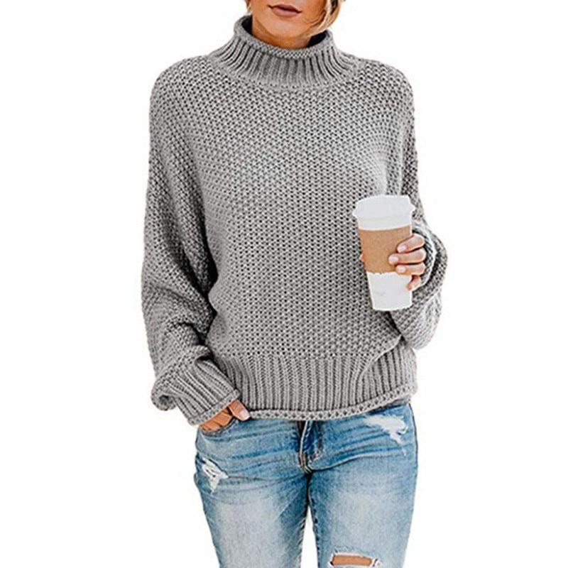 Damen - Strickpullover - Hoher Kragen - Perfekt für jeden Anlass