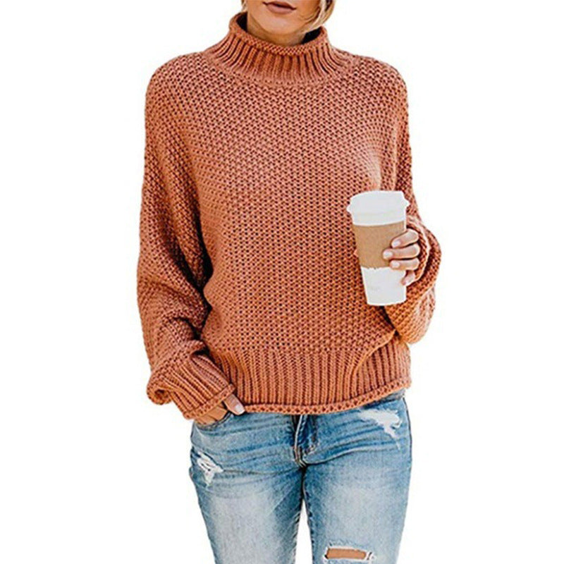 Damen - Strickpullover - Hoher Kragen - Perfekt für jeden Anlass