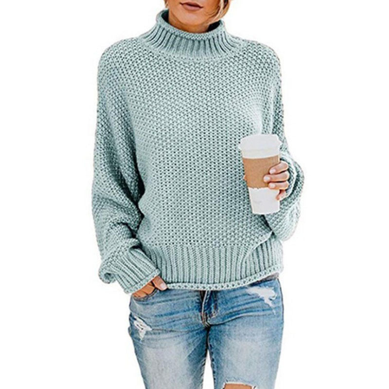 Damen - Strickpullover - Hoher Kragen - Perfekt für jeden Anlass