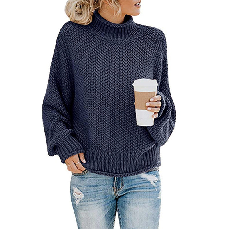 Damen - Strickpullover - Hoher Kragen - Perfekt für jeden Anlass