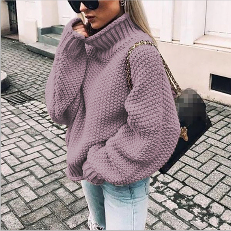 Damen - Strickpullover - Hoher Kragen - Perfekt für jeden Anlass