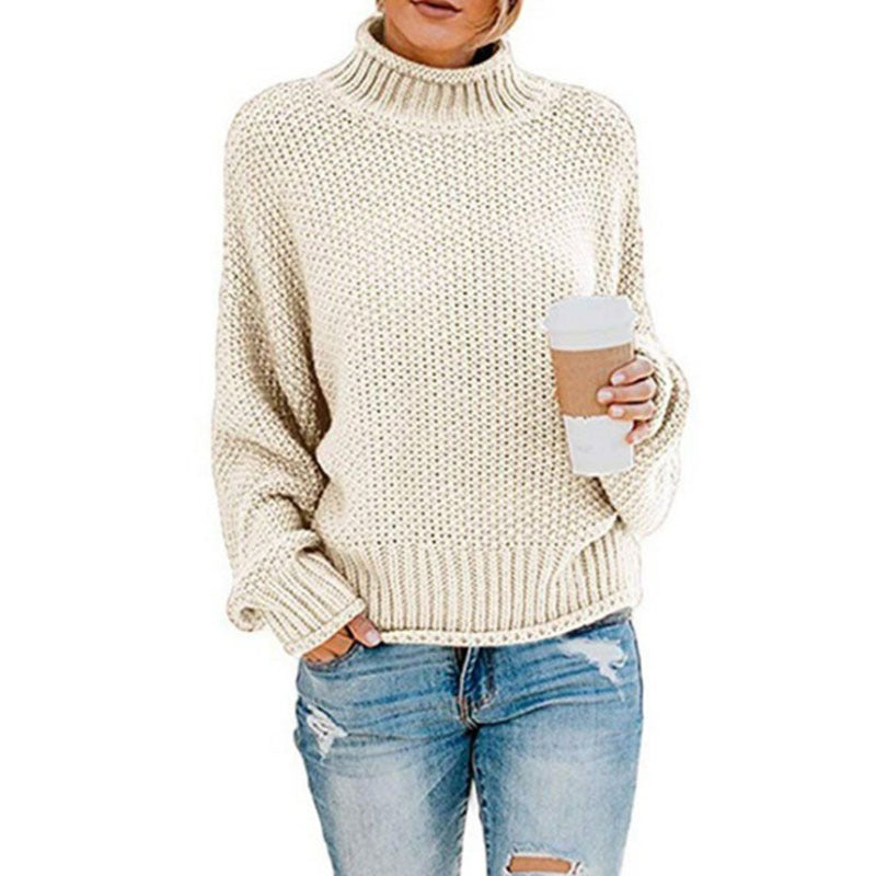 Damen - Strickpullover - Hoher Kragen - Perfekt für jeden Anlass