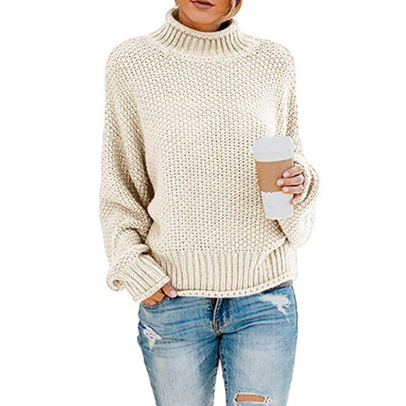Damen - Strickpullover - Hoher Kragen - Perfekt für jeden Anlass