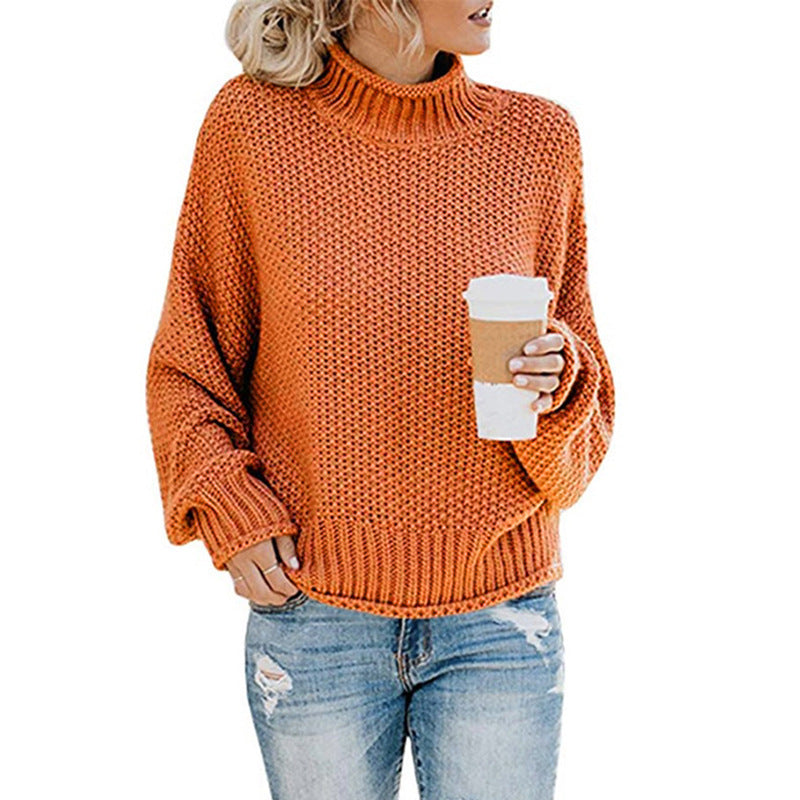 Damen - Strickpullover - Hoher Kragen - Perfekt für jeden Anlass