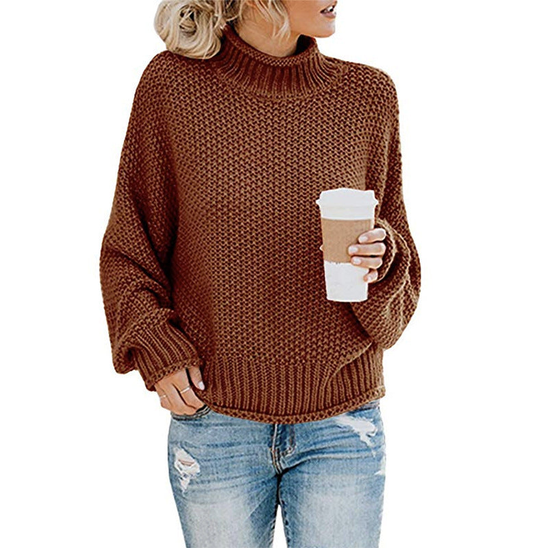 Damen - Strickpullover - Hoher Kragen - Perfekt für jeden Anlass