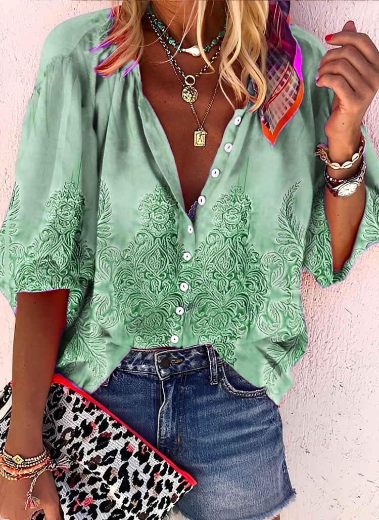 Kristina - Lebhafte, weit geschnittene Damenbluse