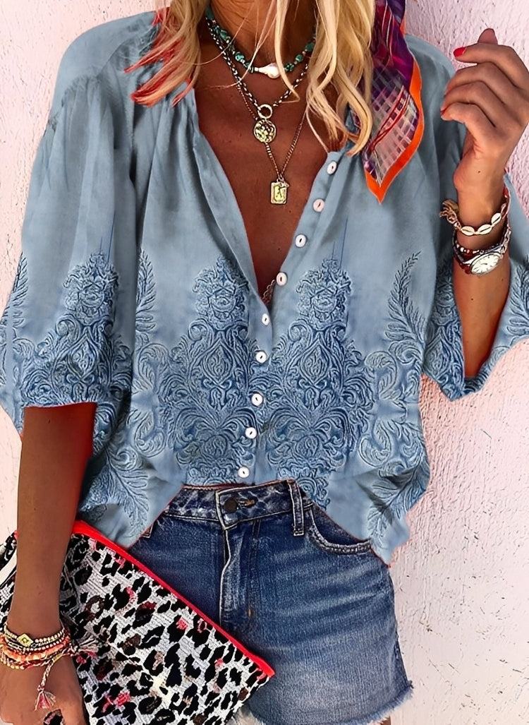 Kristina - Lebhafte, weit geschnittene Damenbluse