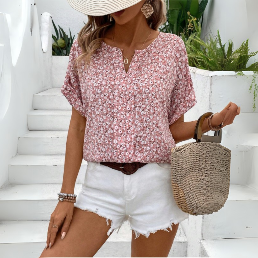 Damen - Vintage Bluse - Baumwoll-Polyester - Blumendruck - Eleganter Stil für jeden Anlass