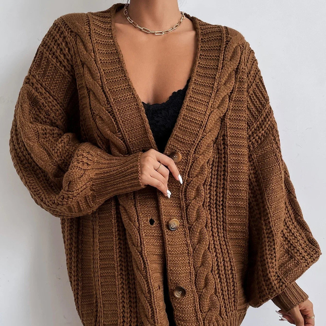 Damen - Strickjacke - Zopfmuster - Weiche und Gemütliche Strickmode für Jeden Anlass