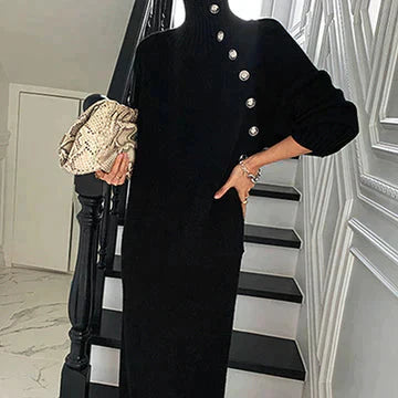 Damen - Strickkleid - Entspannter Passform - Knopfleiste - Bequem und stilvoll für jeden Anlass