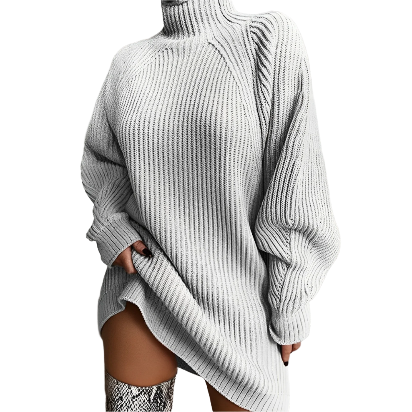 Damen - Übergroßer Rollkragenpullover - Weicher Strickstil - Gemütlicher Komfort für jeden Tag