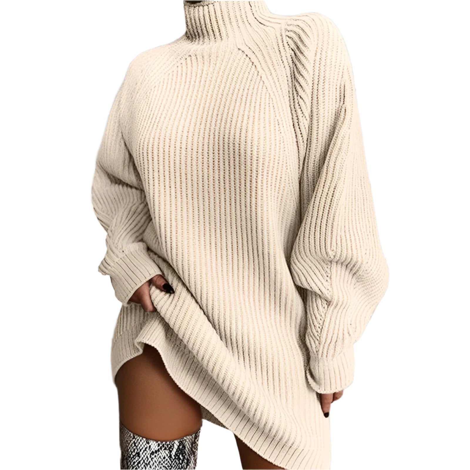Damen - Übergroßer Rollkragenpullover - Weicher Strickstil - Gemütlicher Komfort für jeden Tag
