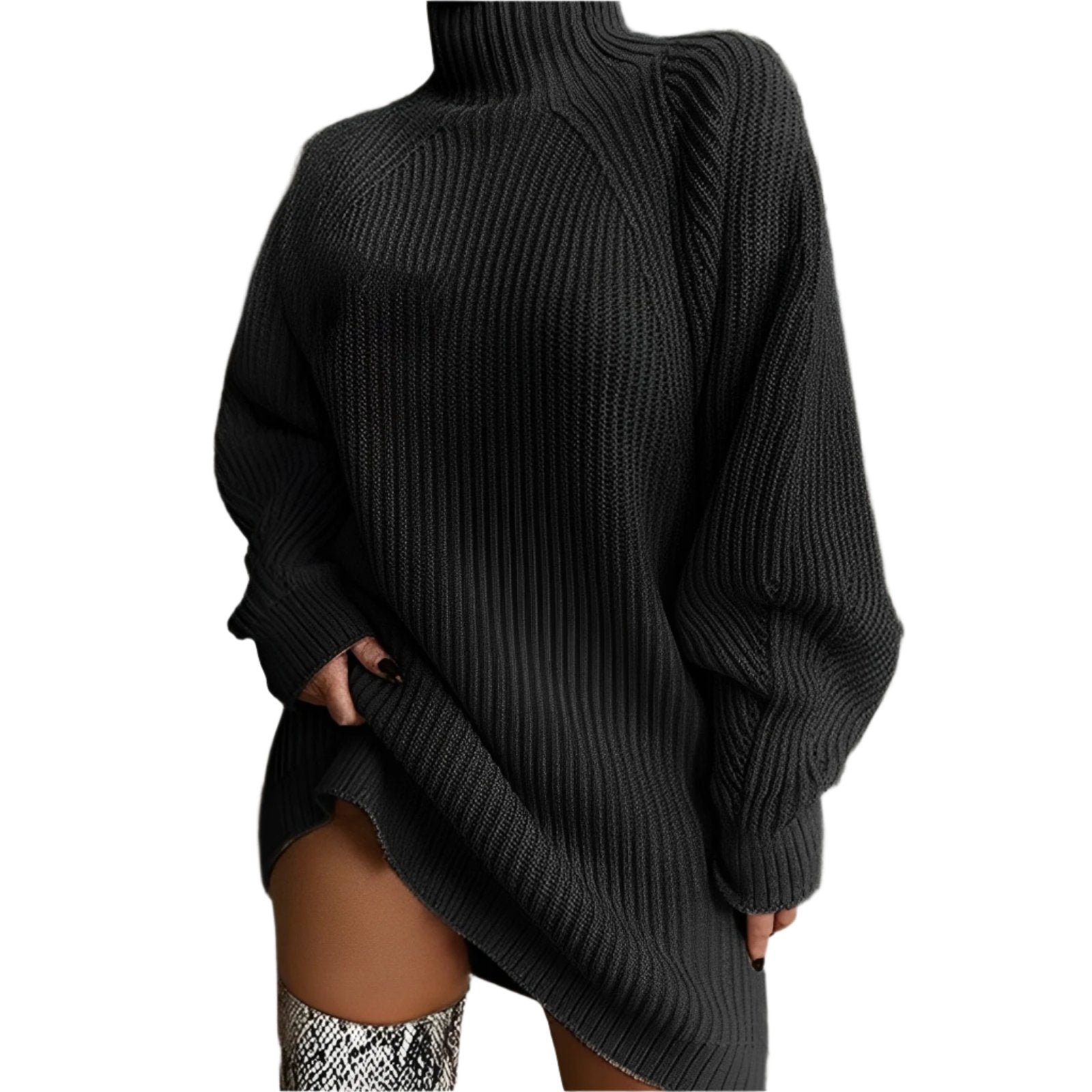 Damen - Übergroßer Rollkragenpullover - Weicher Strickstil - Gemütlicher Komfort für jeden Tag