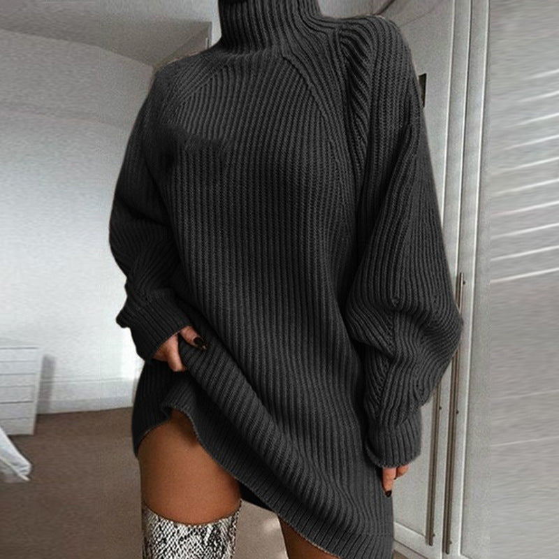Damen - Pullover - Hohem Kragen - Raglanärmeln - Bequemer Strick für stilvolle Looks