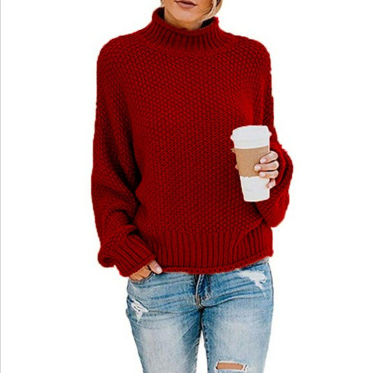 Damen - Strickpullover - Hoher Kragen - Perfekt für jeden Anlass