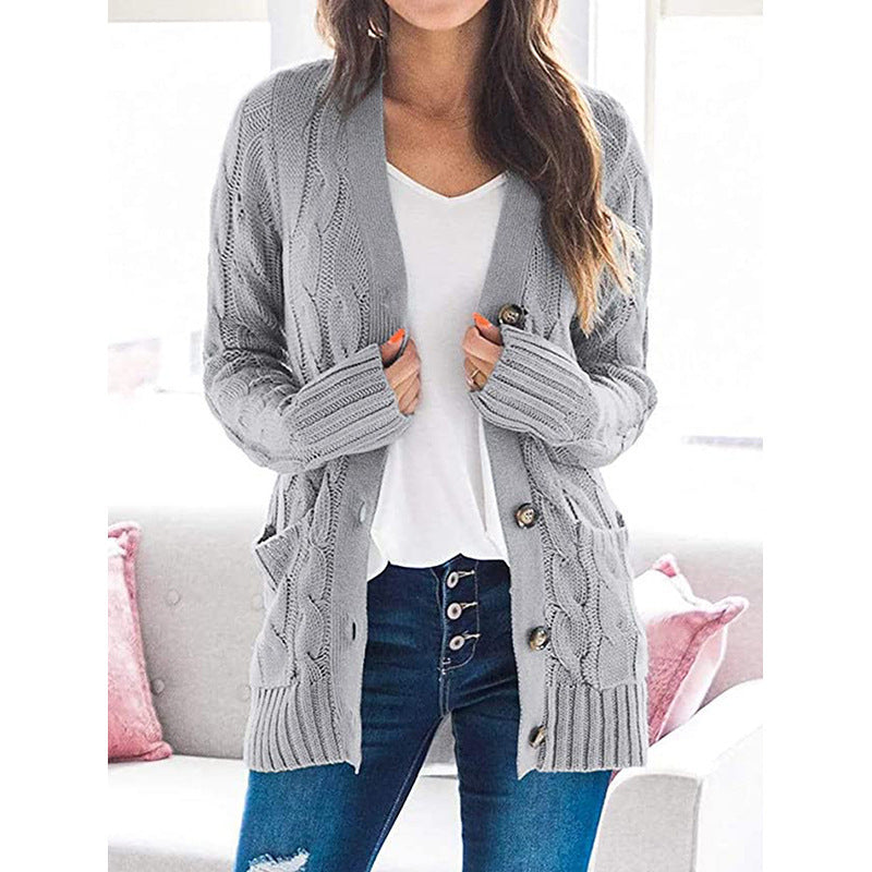 Damen - Strickjacke mit Zopfmuster - Taschen - Modischer stil für jeden Anlass