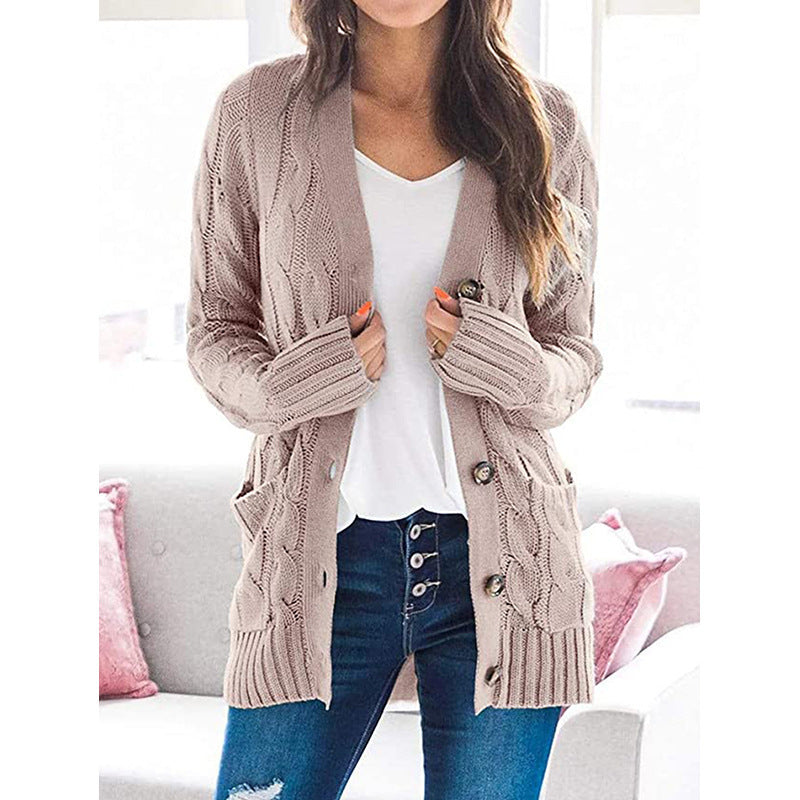 Damen - Strickjacke mit Zopfmuster - Taschen - Modischer stil für jeden Anlass