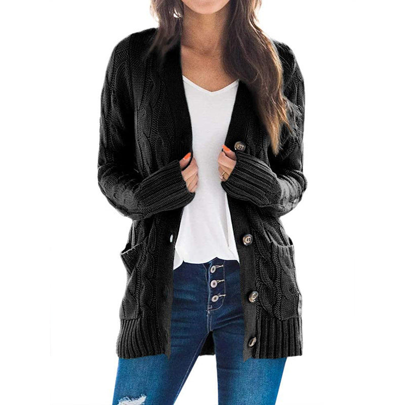 Damen - Strickjacke mit Zopfmuster - Taschen - Modischer stil für jeden Anlass