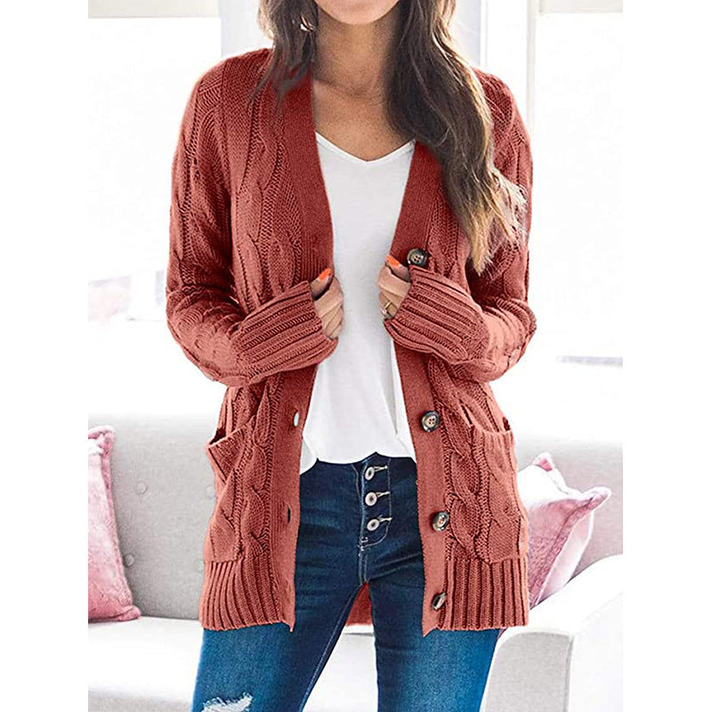 Damen - Strickjacke mit Zopfmuster - Taschen - Modischer stil für jeden Anlass
