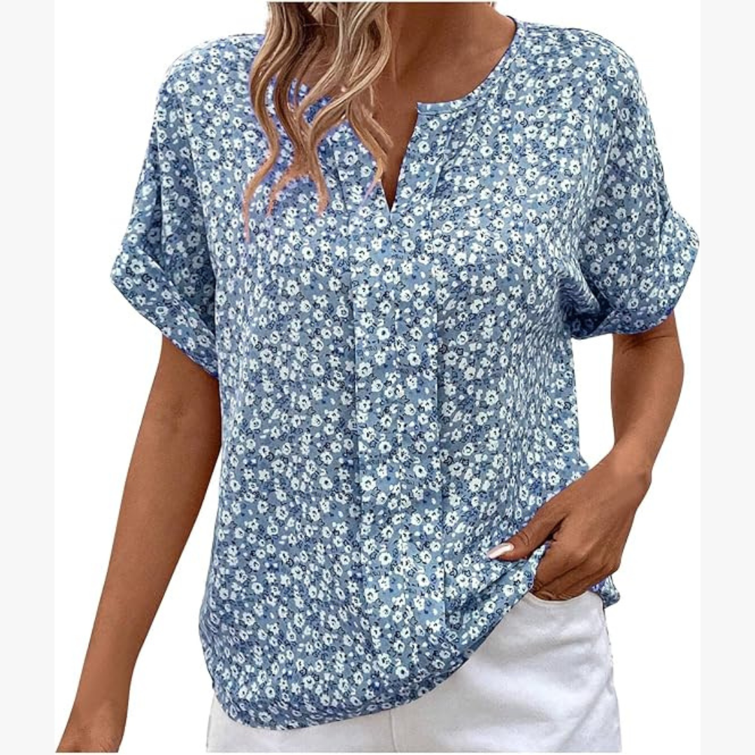 Damen - Vintage Bluse - Baumwoll-Polyester - Blumendruck - Eleganter Stil für jeden Anlass
