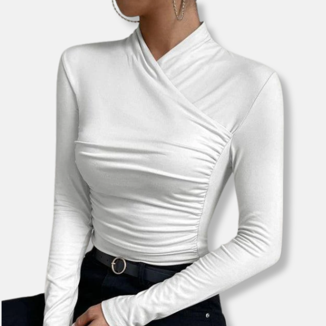 Damen - Langärmeliges Oberteil - Kreuzausschnitt - Weiches Material - Stilvoll für jeden Anlass