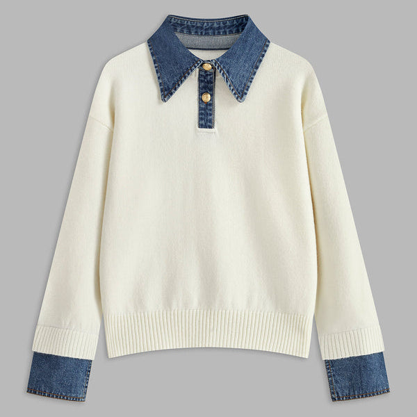 Damen - Pullover - Denim - Entspanntem Strick - Bequemer Stil für jede Gelegenheit