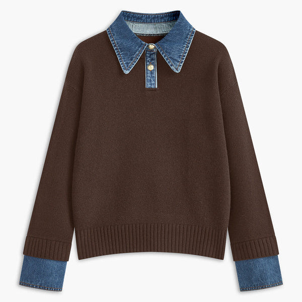 Damen - Pullover - Denim - Entspanntem Strick - Bequemer Stil für jede Gelegenheit
