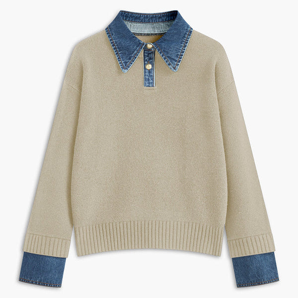 Damen - Pullover - Denim - Entspanntem Strick - Bequemer Stil für jede Gelegenheit