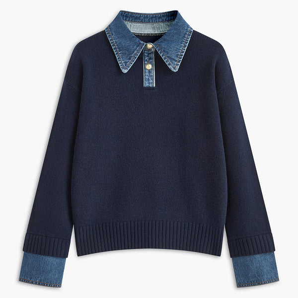 Damen - Pullover - Denim - Entspanntem Strick - Bequemer Stil für jede Gelegenheit