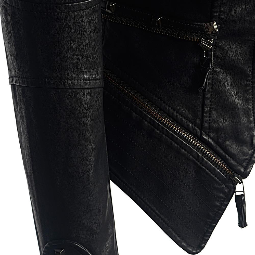 Damen - Slim Fit Bikerjacke - Schwarzes Design - Stylisch und Modern für jeden Anlass