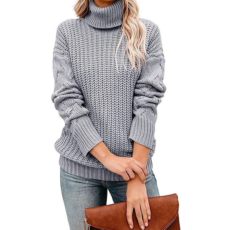 Damen - Rollkragenpullover - Grobstrick - Bequemer, gemütlicher Stil für kühle Tage