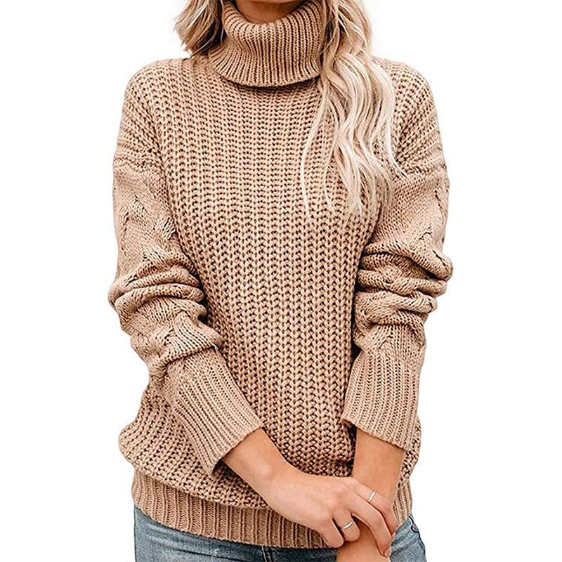 Damen - Rollkragenpullover - Grobstrick - Bequemer, gemütlicher Stil für kühle Tage