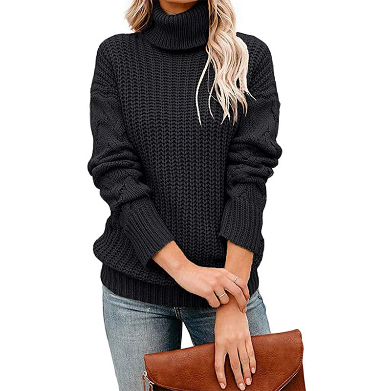 Damen - Rollkragenpullover - Grobstrick - Bequemer, gemütlicher Stil für kühle Tage