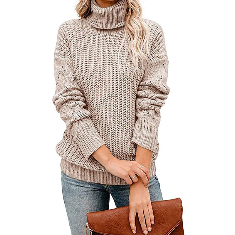 Damen - Rollkragenpullover - Grobstrick - Bequemer, gemütlicher Stil für kühle Tage