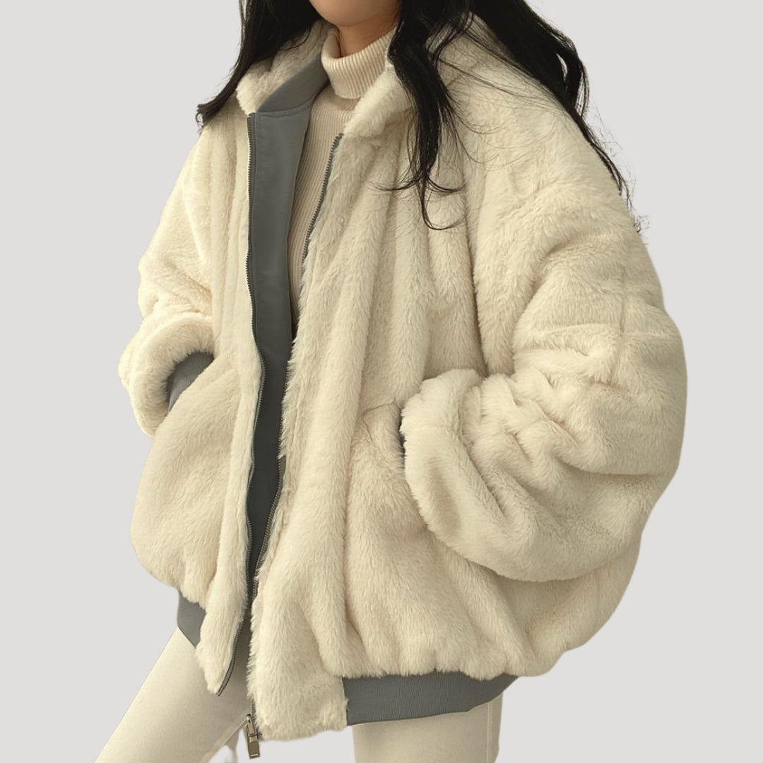 Damen - Teddy Mantel Jacke - Sherpa Fleece - Gemütlicher Winter Style für kalte Tage