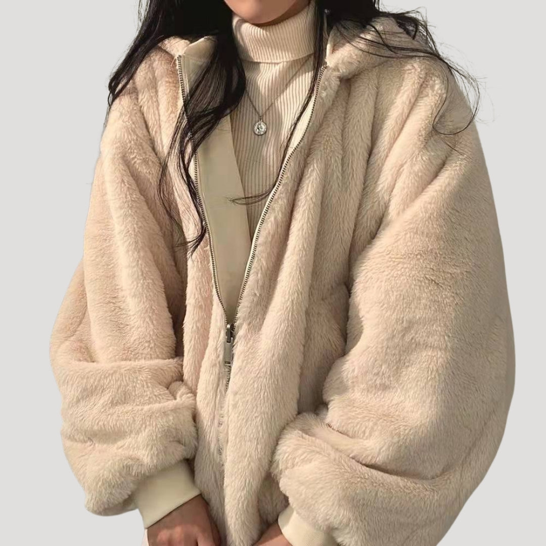 Damen - Teddy Mantel Jacke - Sherpa Fleece - Gemütlicher Winter Style für kalte Tage