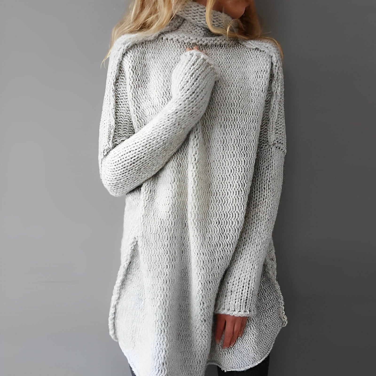 Damen - Langer Strickpullover - Weich & Stylish - Gemütlicher Look für jeden Anlass