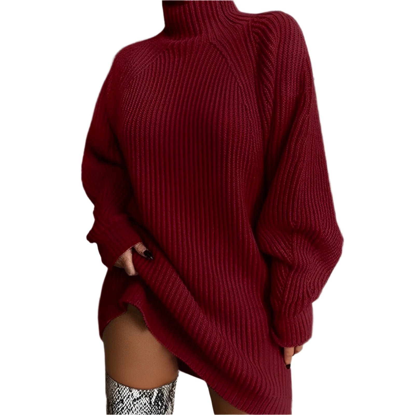 Damen - Übergroßer Rollkragenpullover - Weicher Strickstil - Gemütlicher Komfort für jeden Tag