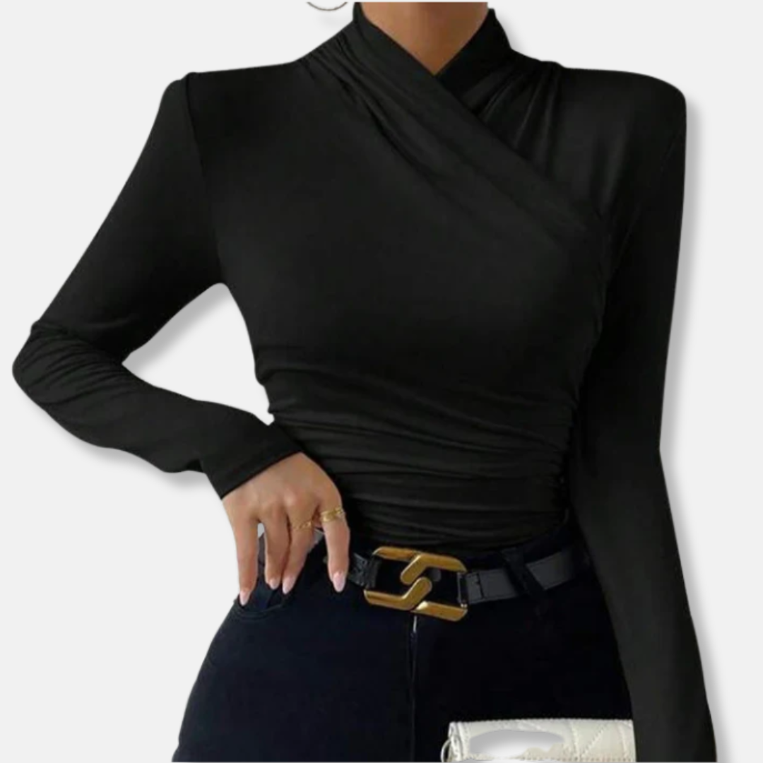 Damen - Langärmeliges Oberteil - Kreuzausschnitt - Weiches Material - Stilvoll für jeden Anlass